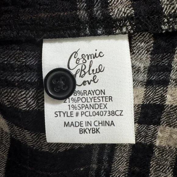 Cosmic Blue Love Maci Relaxed Plaid Top Women's Size L - Picture 10 of 10